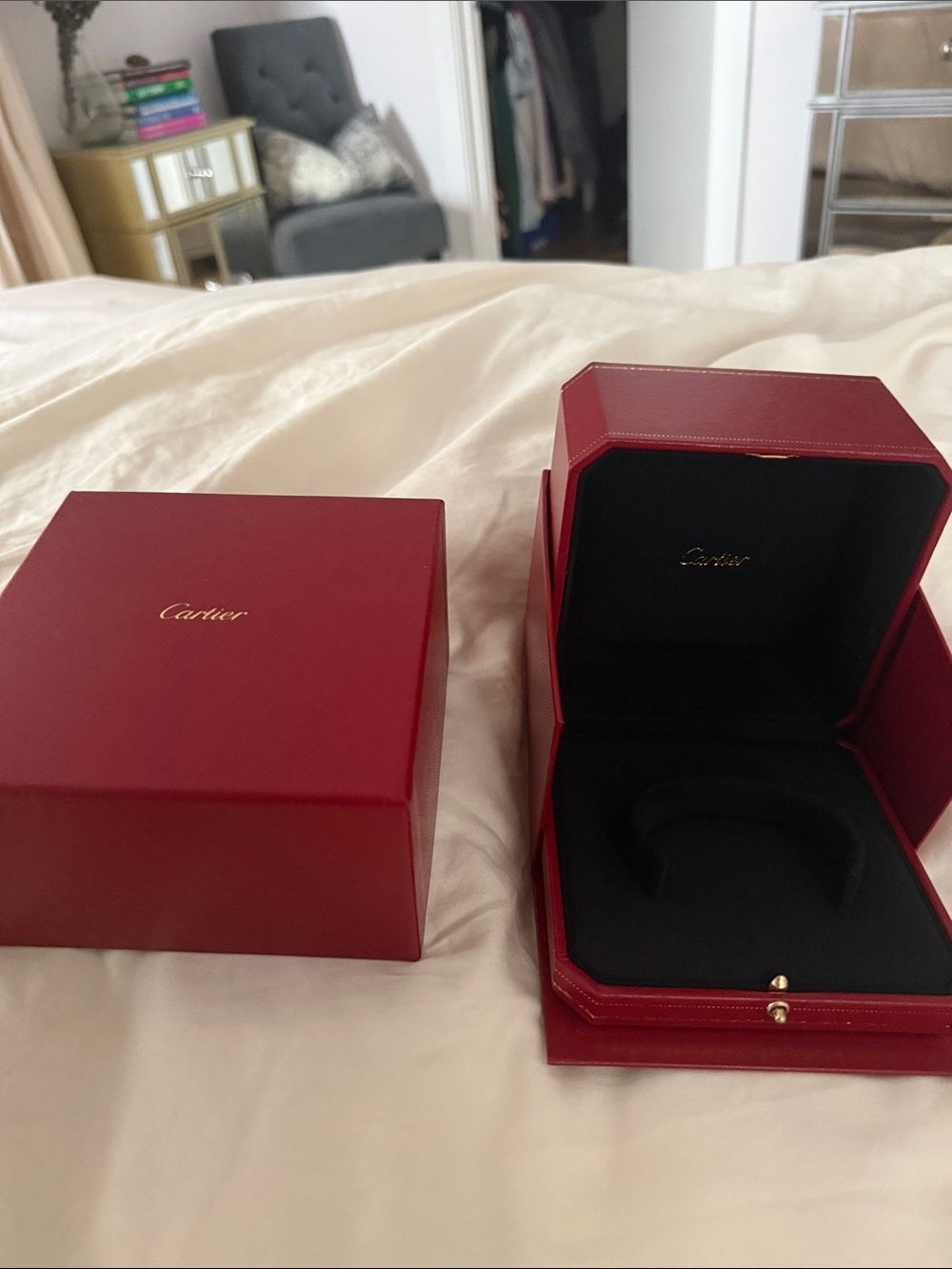 Cartier Red and Black Bracelet Jewelry Box Set